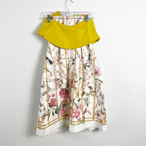 Thakoon Runway Birdcage Print Silk Duchesse Halter Dress Size 2 Yellow Multi - Picture 9 of 11